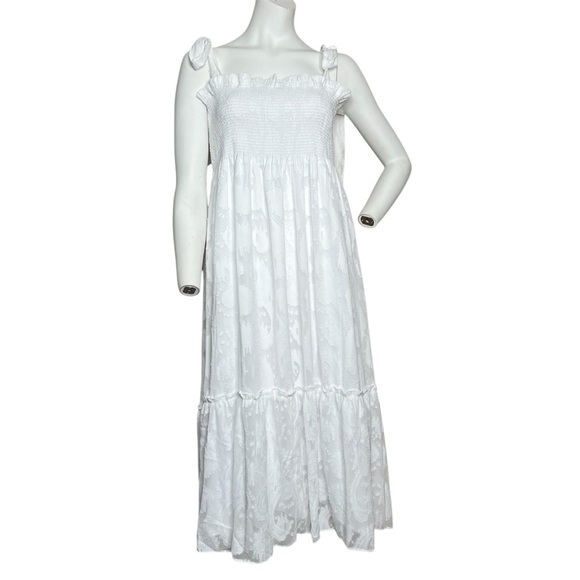 Lilly Pulitzer Rivera Smocked Midi Dress Resort White Sz L NWT - Picture 1 of 12